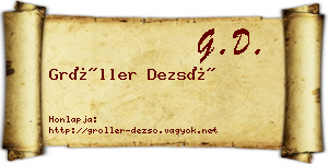Gröller Dezső névjegykártya